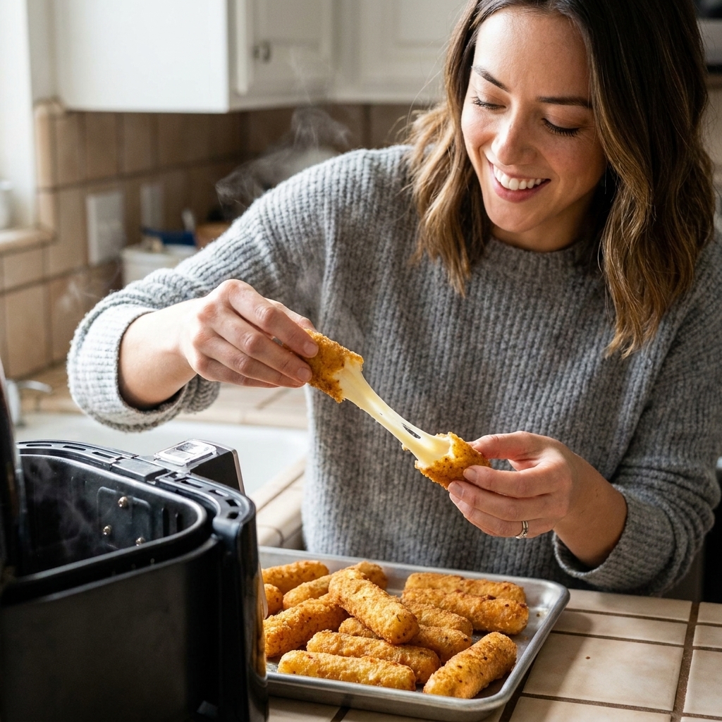 Homemade Air Fryer Mozzarella Sticks (No Cheese Explosions)
